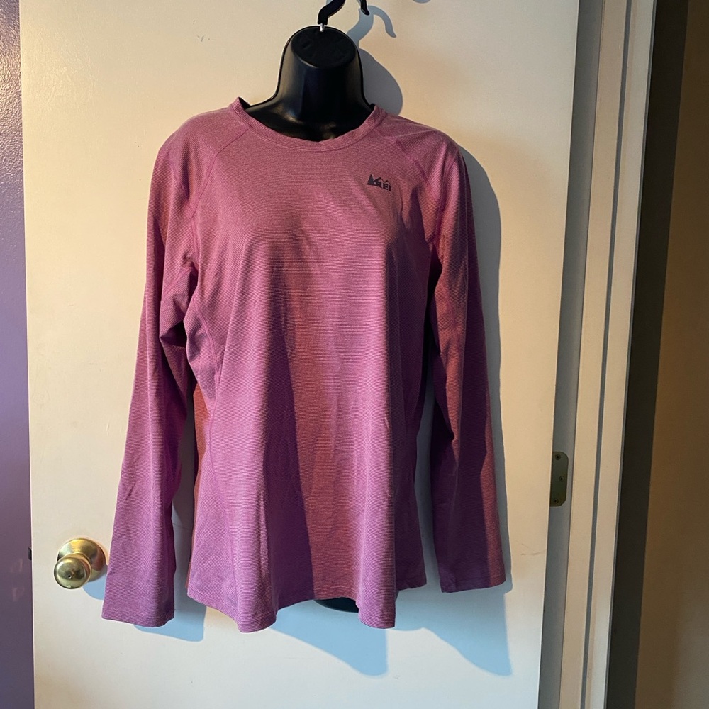 REI Women's Striped Purple Top Size L. Made in USA.